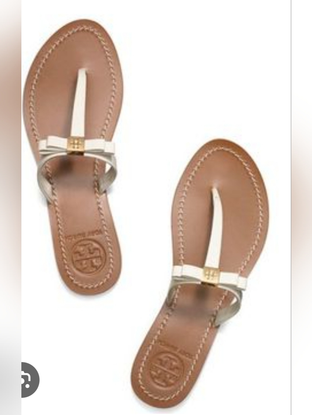 Tory Burch Cream Leather Bow Sandal, Size 7